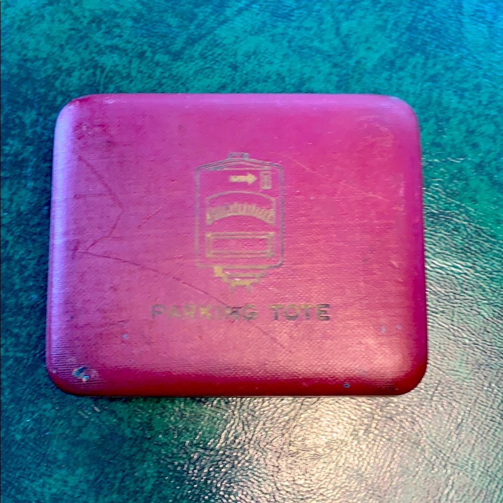 Vintage red and gold money-tote. Spare changeincar